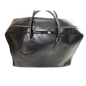 Prada Saffiano Weekender Black Leather Duffel Tote Bag*Dual Handles*Zipper*EUC